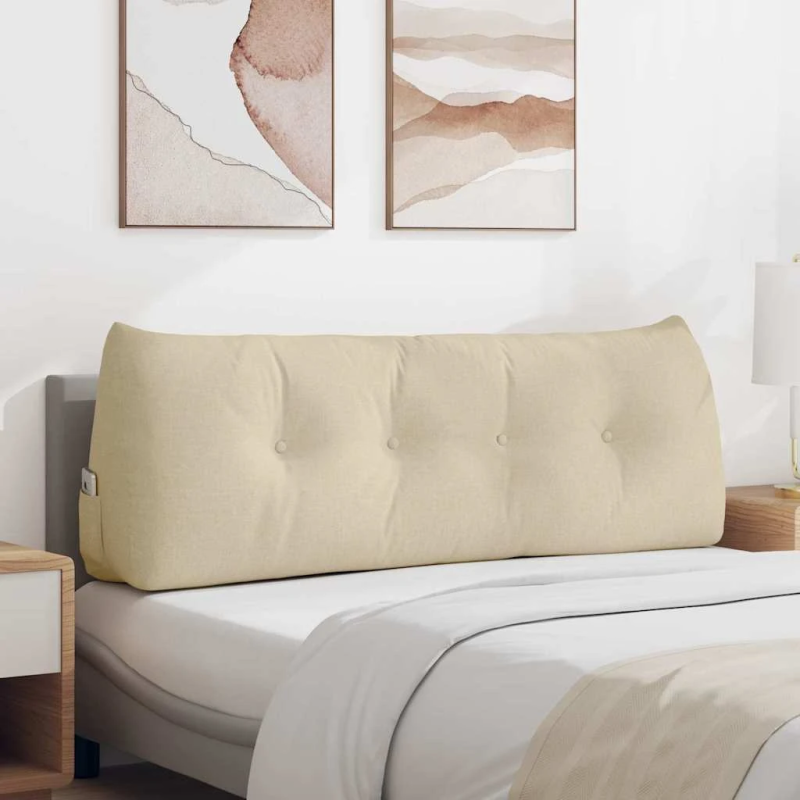 vidaXL Atpakaļ spilvens Krēmkrāsa 140 x 24 x 50 cm audums