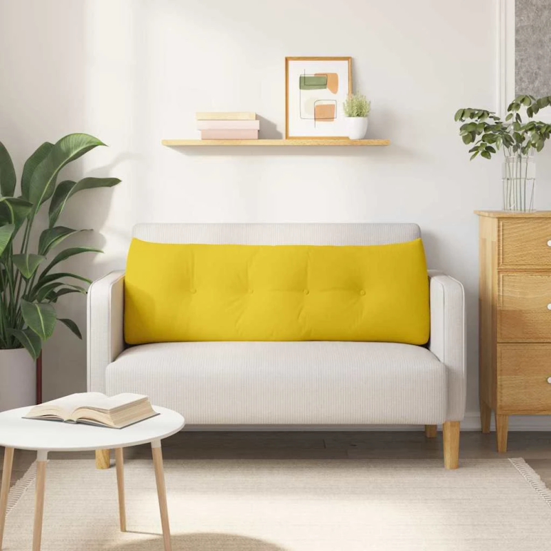 vidaXL Atpakaļ spilvens Gaiši dzeltena 140 x 24 x 50 cm audums