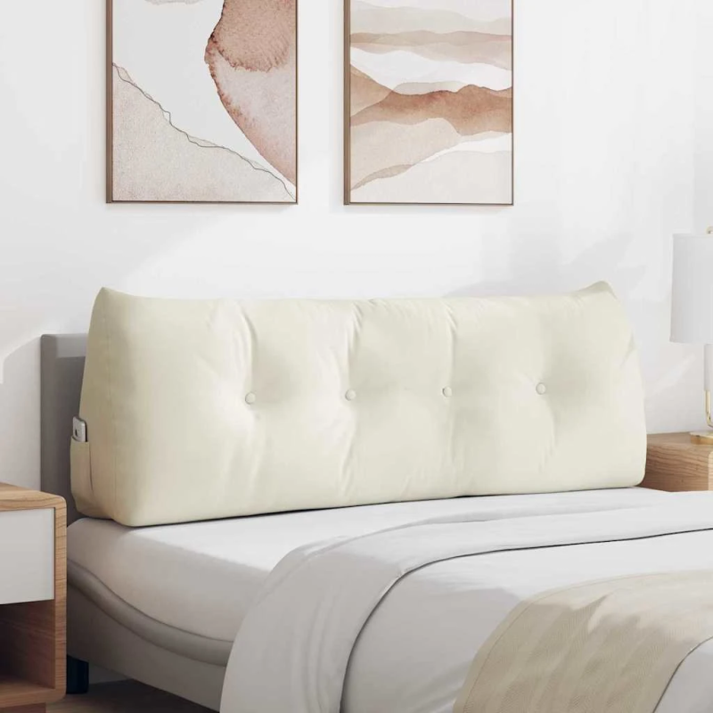 vidaXL Atpakaļ spilvens Krēmkrāsa 140 x 24 x 50 cm Samts