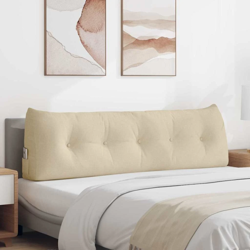 vidaXL Atpakaļ spilvens Krēmkrāsa 160 x 24 x 50 cm audums