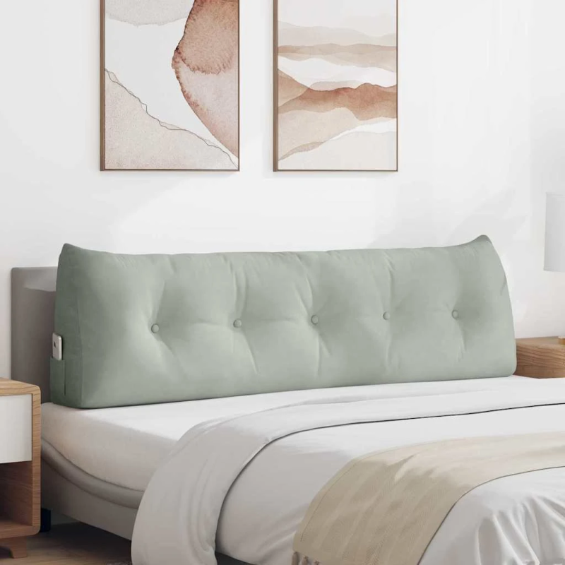 vidaXL Atpakaļ spilvens Gaiši pelēks 160 x 24 x 50 cm Samts