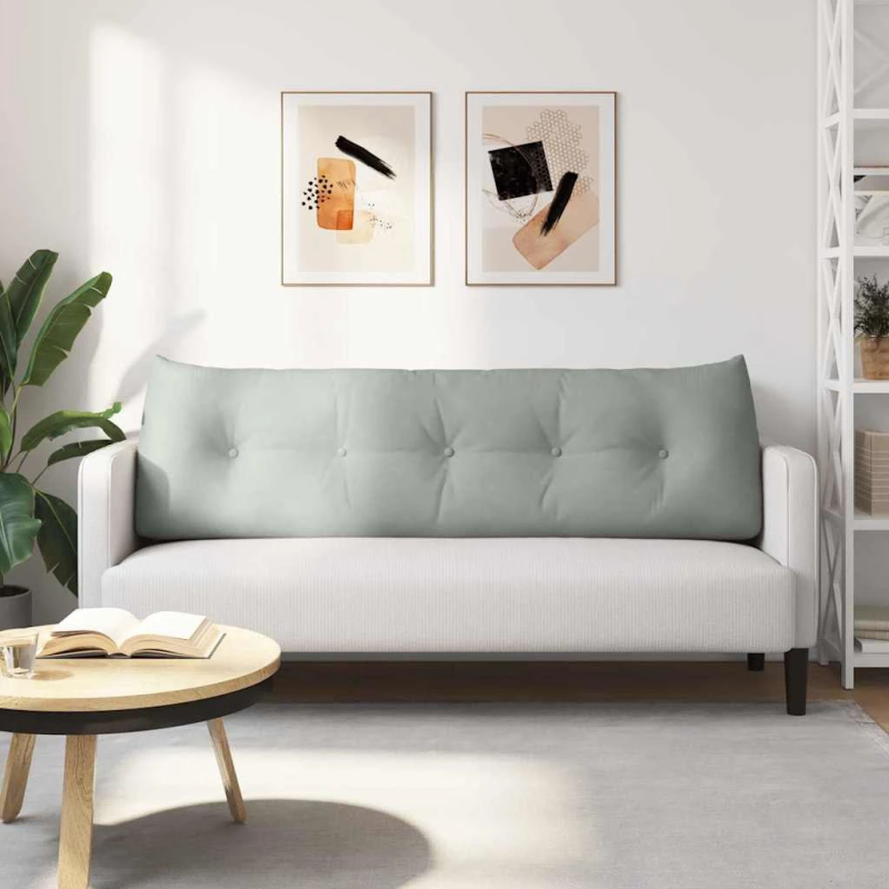 vidaXL Atpakaļ spilvens Gaiši pelēks 160 x 24 x 50 cm Samts