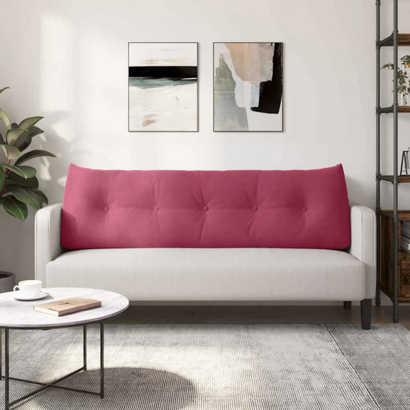 vidaXL Atpakaļ spilvens Vīna sarkans 160 x 24 x 50 cm Samts