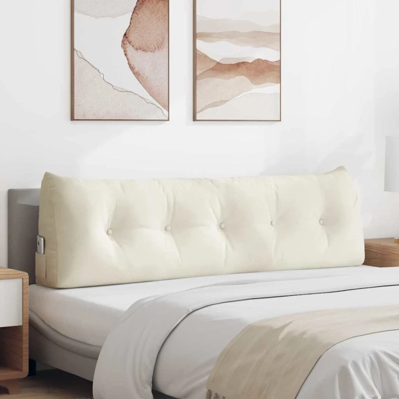 vidaXL Atpakaļ spilvens Krēmkrāsa 160 x 24 x 50 cm Samts