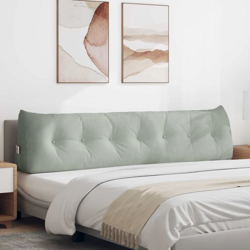 vidaXL Atpakaļ spilvens Gaiši pelēks 200 x 24 x 50 cm Samts