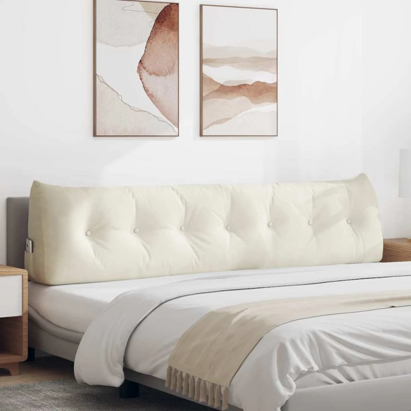 vidaXL Atpakaļ spilvens Krēmkrāsa 200 x 24 x 50 cm Samts