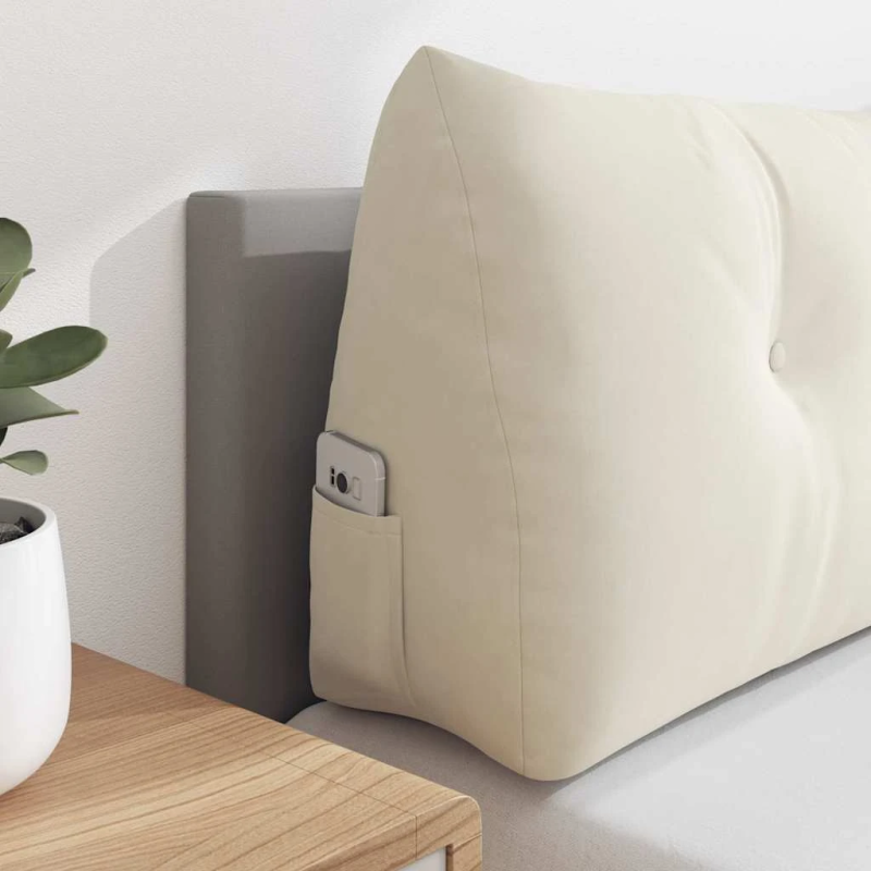 vidaXL Atpakaļ spilvens Krēmkrāsa 200 x 24 x 50 cm Samts