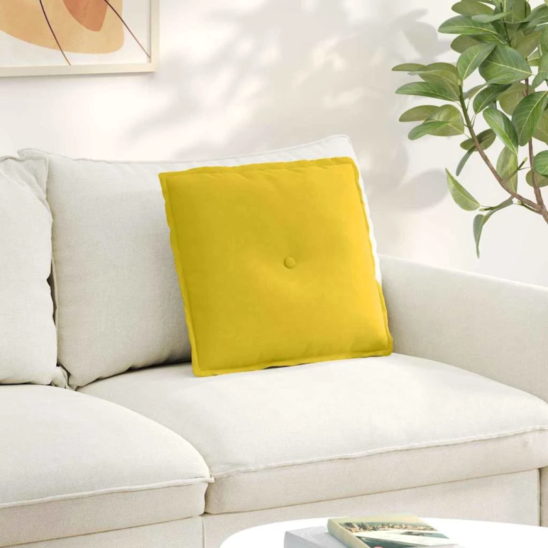 vidaXL Atpakaļ spilvens Dzeltena 50 x 45 cm Korduroja audums