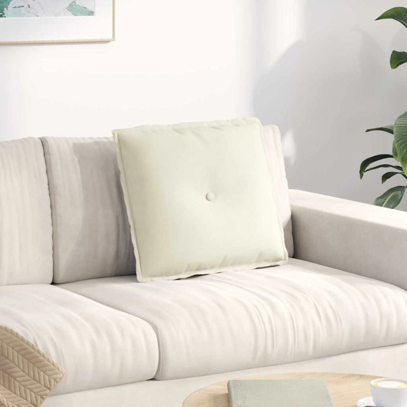 vidaXL Atpakaļ spilvens Krēmkrāsa 50 x 45 cm Korduroja audums