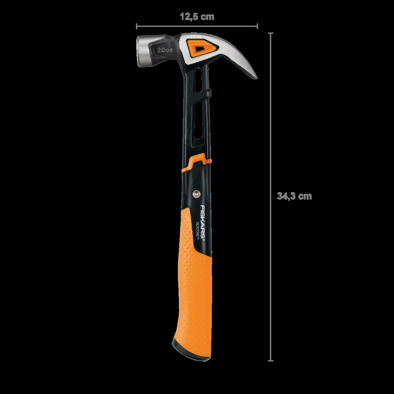 Fiskars IsoCore L galdnieka āmurs ar izliekto nagu izvilcēju ,20 oz - ~570 g,