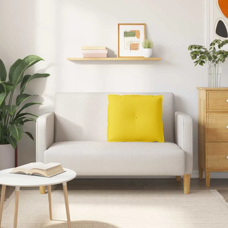 vidaXL Atpakaļ spilvens Gaiši dzeltena 60 x 19 x 50 cm audums