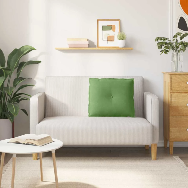 vidaXL Atpakaļ spilvens Gaiši zaļa 60 x 50 cm Korduroja audums