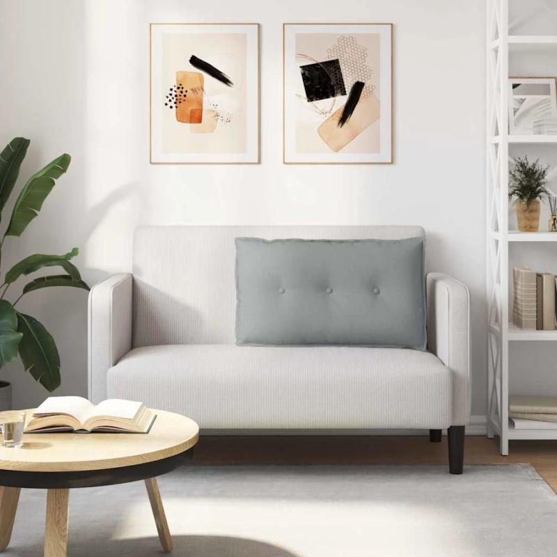 vidaXL Atpakaļ spilvens Gaiši pelēks 80 x 19 x 50 cm audums