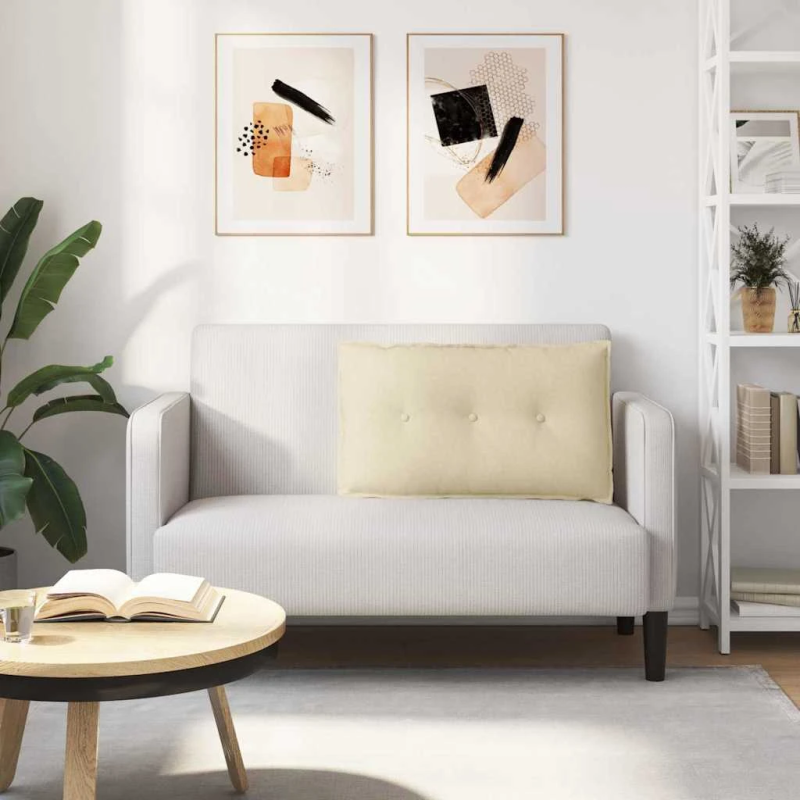 vidaXL Atpakaļ spilvens Krēmkrāsa 80 x 19 x 50 cm audums