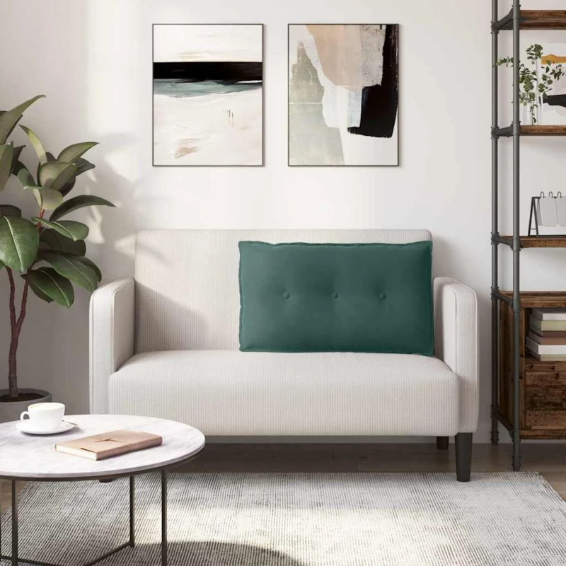 vidaXL Atpakaļ spilvens Tumši zaļš 80 x 50 cm Korduroja audums