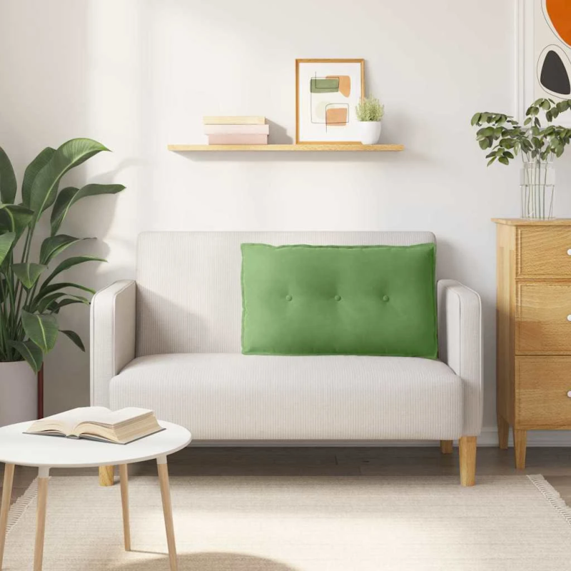 vidaXL Atpakaļ spilvens Gaiši zaļa 80 x 50 cm Korduroja audums