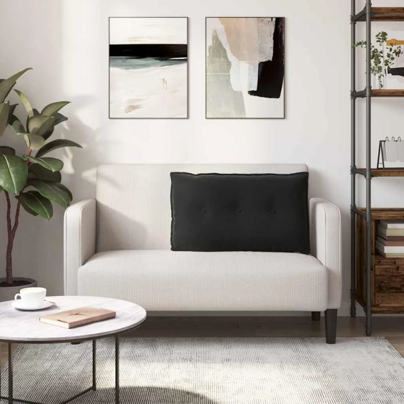 vidaXL Atpakaļ spilvens Melna 80 x 50 cm Korduroja audums