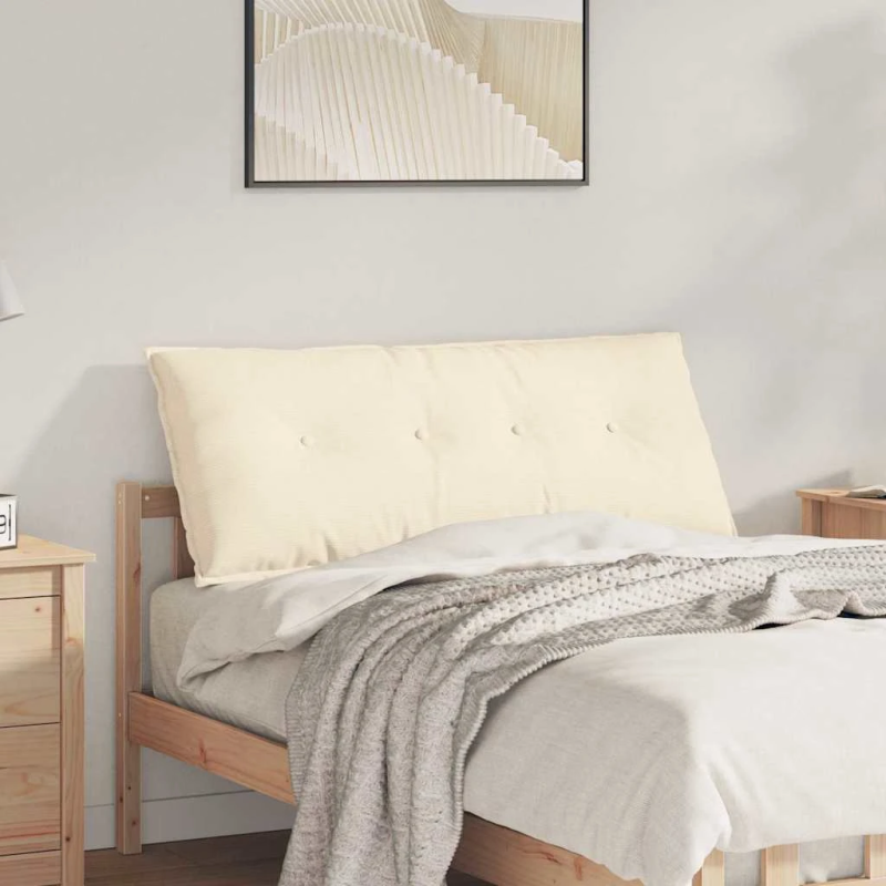 vidaXL Atpakaļ spilvens Krēmkrāsa 120 x 50 cm Korduroja audums