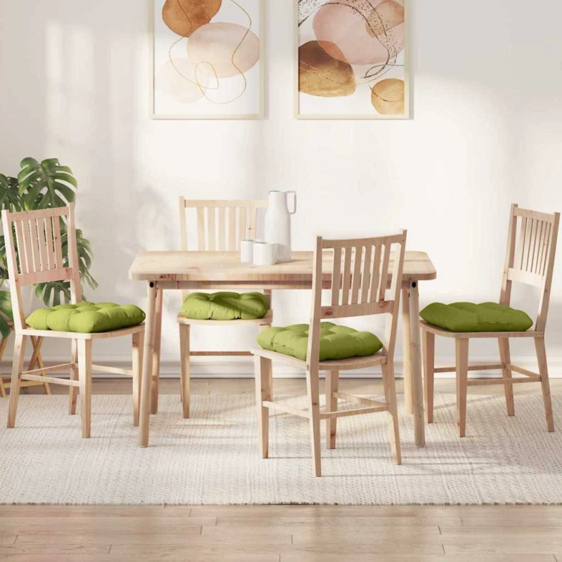 vidaXL Sēdvietas spilventiņi 4 pcs Gaiši zaļa 40 x 40 x 12 cm audums