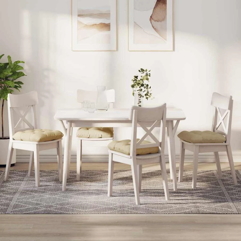 vidaXL Sēdvietas spilventiņi 4 pcs Krēmkrāsa 45 x 45 x 12 cm audums