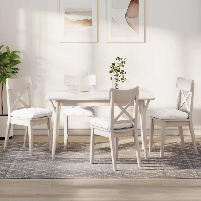 vidaXL Sēdvietas spilventiņi 4 pcs Balts 45 x 45 x 12 cm audums