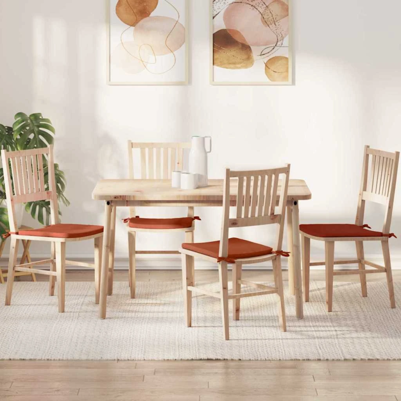 vidaXL Sēdvietas spilventiņi 4 pcs Sarkans oranžs 40 x 40 x 3 cm