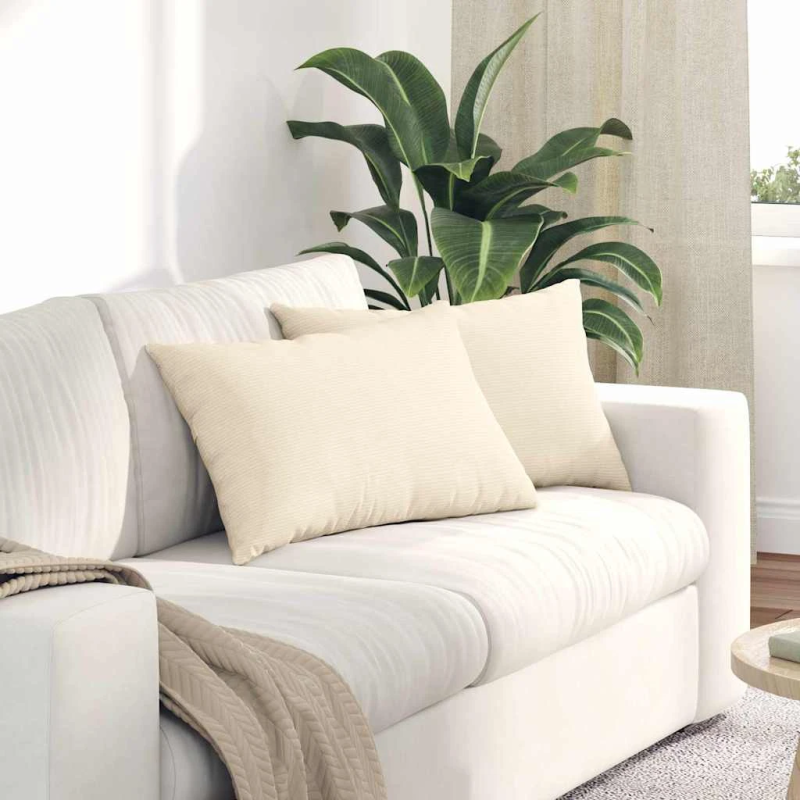 vidaXL Dīvāna spilveni 2 pcs Krēmkrāsa 60 x 40 cm Korduroja audums