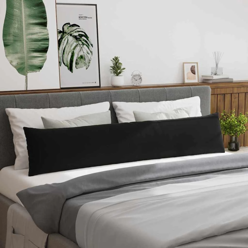 vidaXL Dīvāna spilveni 2 pcs Melna 200 x 40 cm Korduroja audums