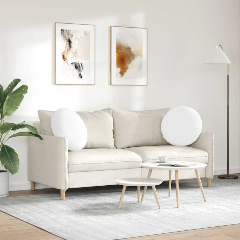 vidaXL Sēdvietas spilventiņi 2 pcs Balts DIA50 x 19 cm audums