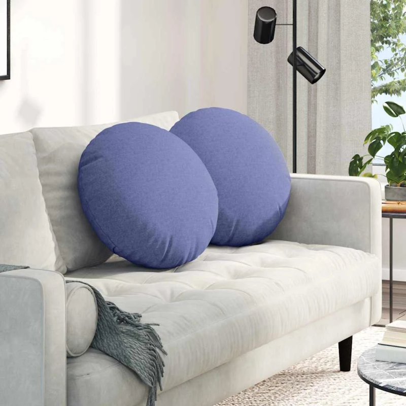 vidaXL Sēdvietas spilventiņi 2 pcs Džinsu zils DIA50 x 19 cm audums