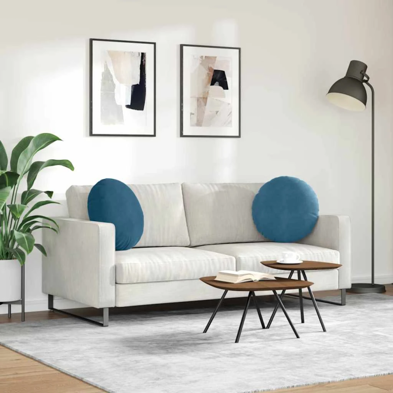 vidaXL Sēdvietas spilventiņi 2 pcs Zila DIA 40 x 13 cm Samts