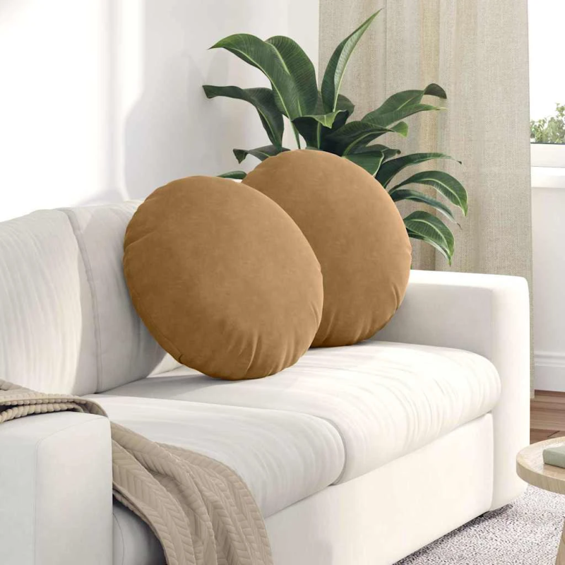 vidaXL Sēdvietas spilventiņi 2 pcs Brūna DIA50 x 19 cm Samts