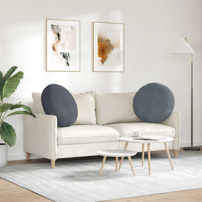 vidaXL Sēdvietas spilventiņi 2 pcs Tumši pelēks DIA 40 x 13 cm Samts