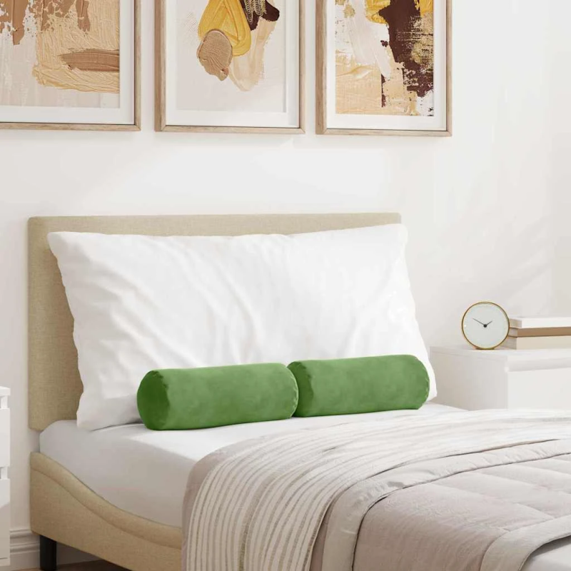 vidaXL Spilveni 2 pcs Gaiši zaļa DIA 15 x 40 cm Korduroja audums