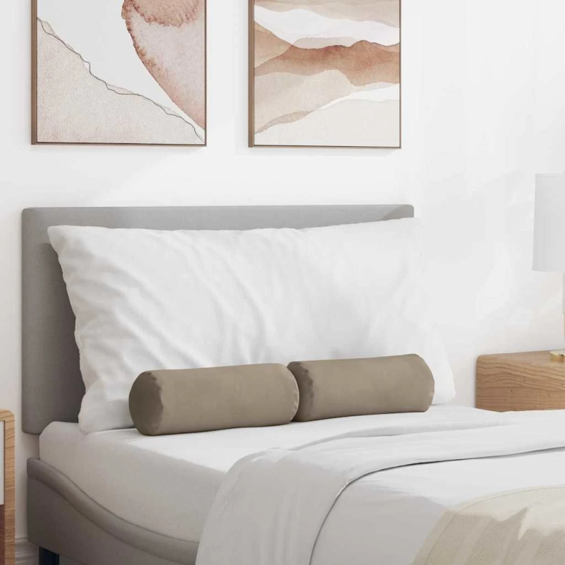 vidaXL Spilveni 2 pcs Pelēkbrūna DIA 15 x 40 cm Mikrofibra