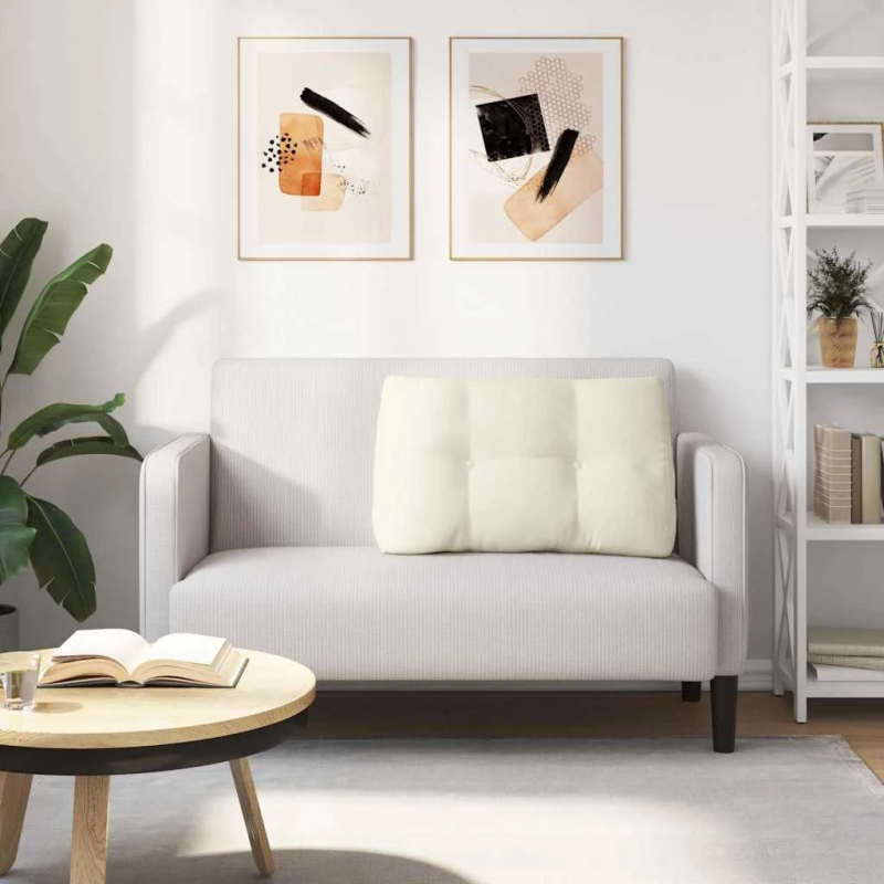 vidaXL Atpakaļ spilvens Krēmkrāsa 80 x 24 x 50 cm Samts