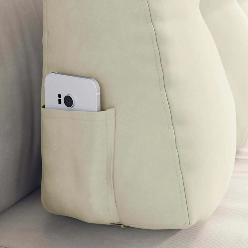 vidaXL Atpakaļ spilvens Krēmkrāsa 80 x 24 x 50 cm Samts