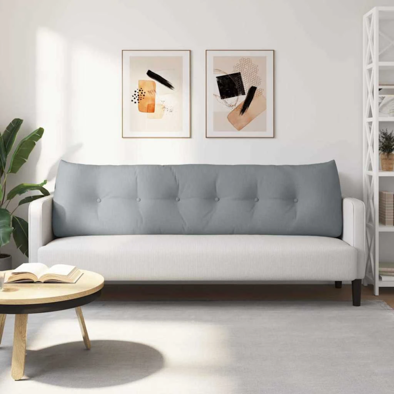 vidaXL Atpakaļ spilvens Gaiši pelēks 180 x 24 x 50 cm audums