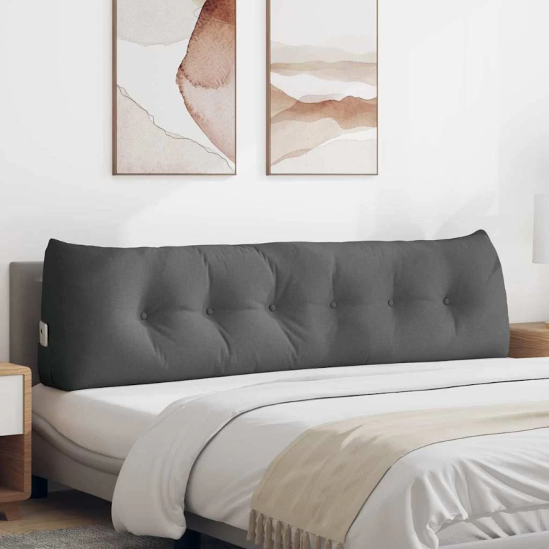 vidaXL Atpakaļ spilvens Tumši pelēks 180 x 24 x 50 cm audums