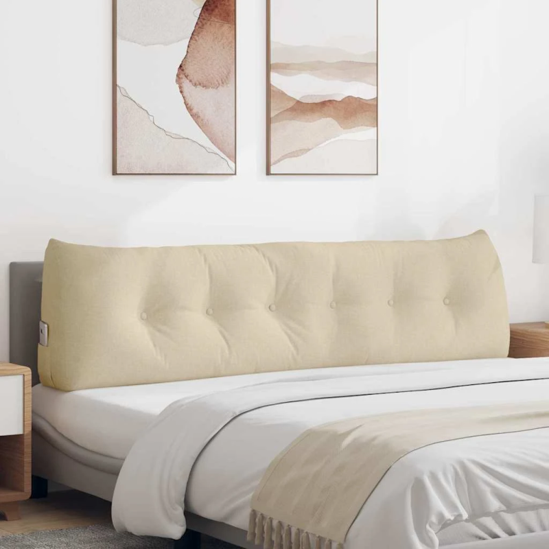 vidaXL Atpakaļ spilvens Krēmkrāsa 180 x 24 x 50 cm audums