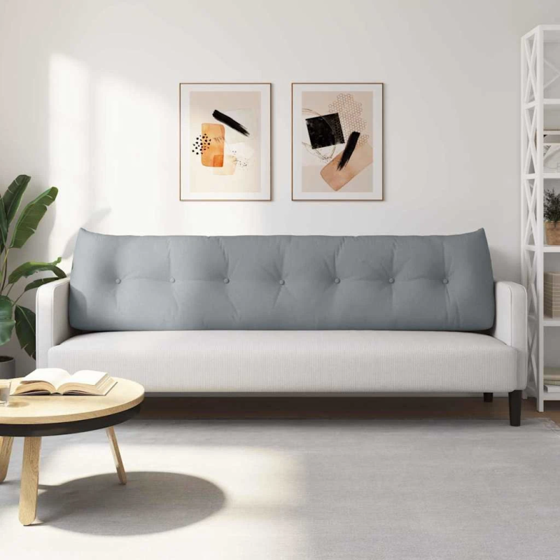 vidaXL Atpakaļ spilvens Gaiši pelēks 200 x 24 x 50 cm audums