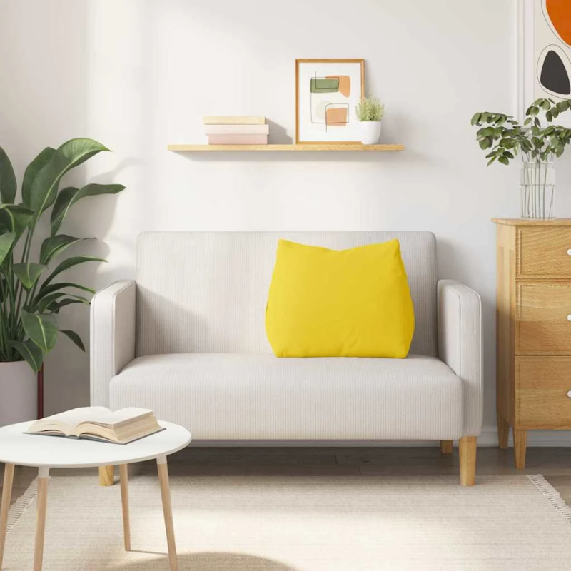 vidaXL Atpakaļ spilvens Gaiši dzeltena 60 x 20 x 50 cm audums