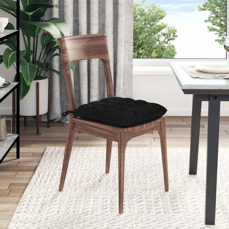 vidaXL Sēdvietas spilventiņi 2 pcs Melna 40 x 40 x 6 cm audums