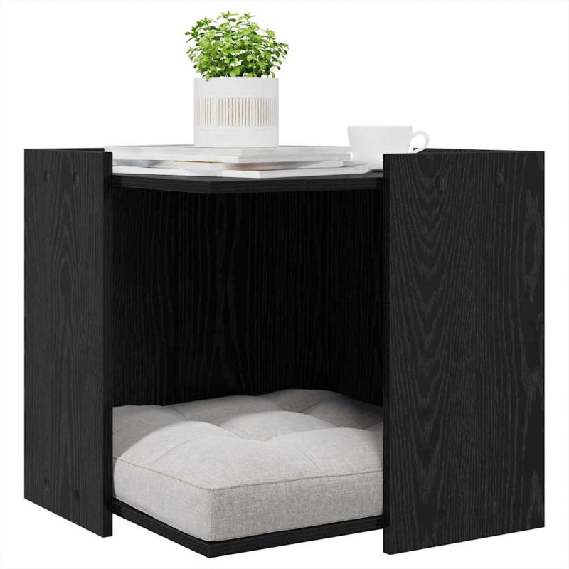 vidaXL Kaķu tualetes kaste Melns ozols 53 x 53 x 51 cm