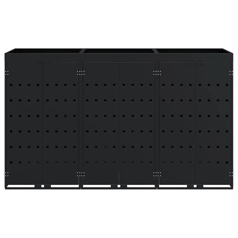 vidaXL Ratiņu tvertņu glabāšana 3 tvertņiem Melna