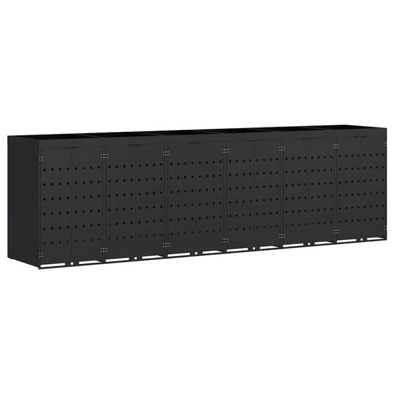 vidaXL Ratiņu tvertņu glabāšana 6 tvertņiem Melna