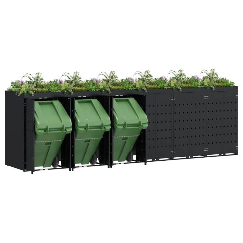 vidaXL Ratiņu tvertņu glabāšana 6 tvertņiem Melna