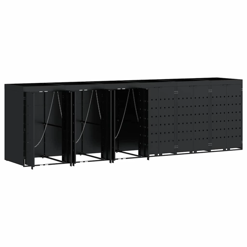 vidaXL Ratiņu tvertņu glabāšana 6 tvertņiem Melna