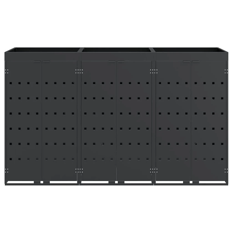 vidaXL Ratiņu tvertņu glabāšana 3 tvertņiem Antracīts