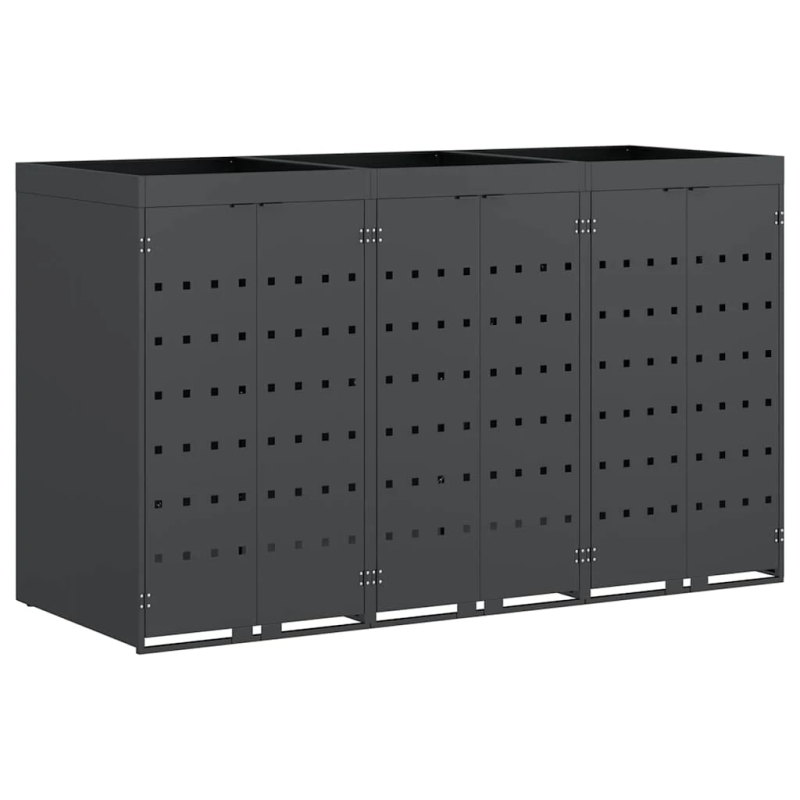 vidaXL Ratiņu tvertņu glabāšana 3 tvertņiem Antracīts